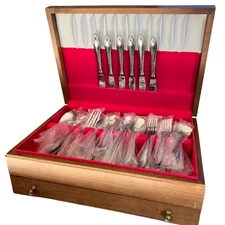 Nakazato Stainless Flatware Set 87 Pc Japan Dotted Swirl 6 Place Setting Serving