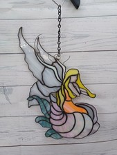 Stained glass fairy angel window art Suncatcher 14"x7.5"