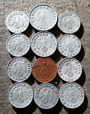 OLD COINS OF THE THIRD REICH NAZI GERMANY (1937-1944) WORLD WAR II - MIX 045
