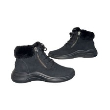 SKECHERS Side Zip Suede Ankle Boots UK 5 Faux Fur Midtown Goodnatured Black 