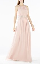 NEW BCBGMAXAZRIA CELESTINE BEADED HALTER GOWN IQI68F77/L394A SIZE 4