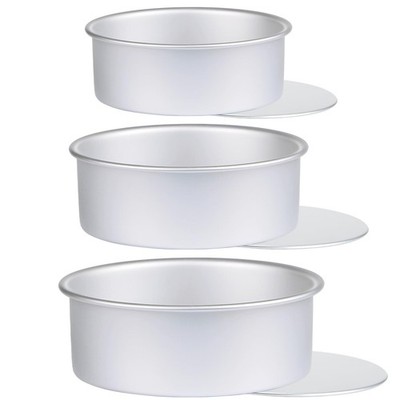 Round Cake Pan with Removable Bottom, Set of 3 (6 x 3 inch/8 x 3 inch/10 x 3 ...