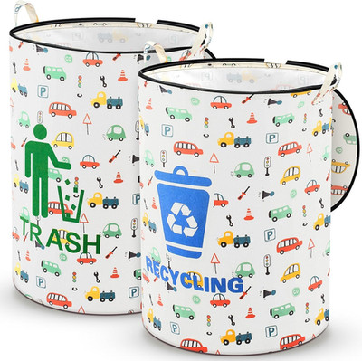 2 Pcs 30 Gallon Collapsible Pop up Trash Can Portable Camping Garbage Can with Z