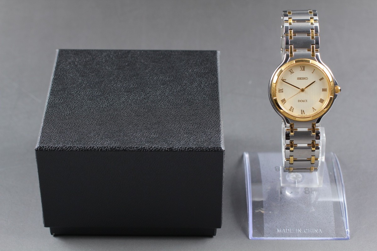 Vintage 1993 N MINT Seiko Dolce 5E31-6E80 Two-Tone HAQ Quartz Mens