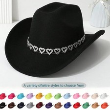 Cowgirl Cowboy Hat Rhinestone Heart Band Rodeo Western Country Festival Cap