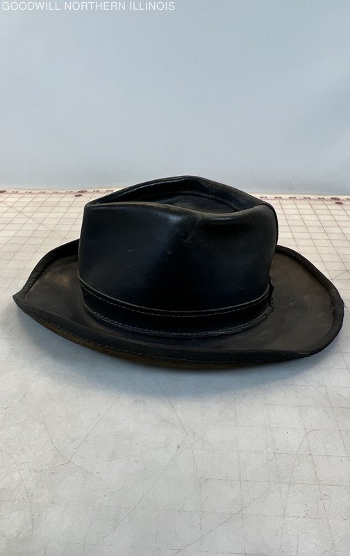 Men's Vintage Henschel Leather Western Wide Brim Fedora Hat Size L