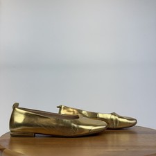 Womens Franco Sarto Ariel Gold Faux Leather Comfort Casual Ballet Flats Size 7.5