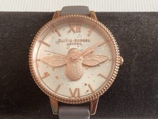 Olivia Burton Gold Celestial 3D Bee Watch Grey Strap Working