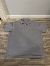 Rhoback Polo Shirt Men’s 2XL Dog Performance Stretch Golf Blue White Striped