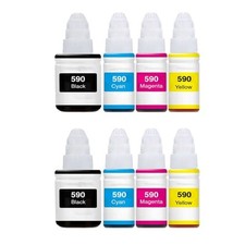 8 non-OEM GI-590 Ink Bottles for Canon PIXMA G1501 G2500 G3501 G3510 G4500 G4511