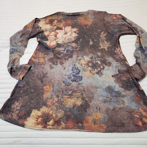 Soft Surroundings Womens Med TOP Tunic Vneck Floral Fall Boho Vibrant - Picture 2 of 8