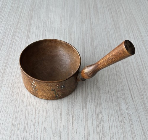Vintage Shaker Amish Country Cottage Decor Wood Walnut Scoop Hand Painted/Signed