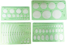 4PCS Circle Oval Radius Template Plastic Drawing Templates Clean Green