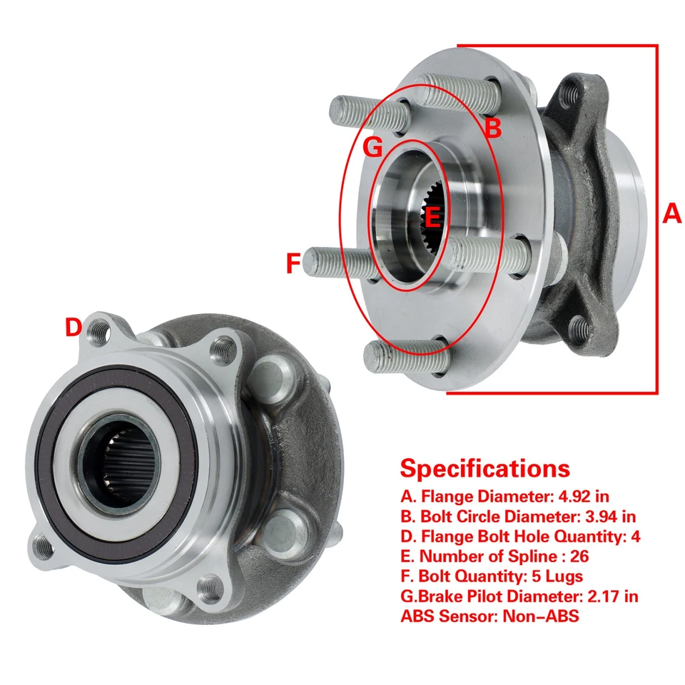 适用于丰田普锐斯 2010 - 2015 雷克萨斯 CT200h 2011 - 2016 前轮轮毂和轴承 — 第 2/4 张图片