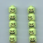 LEGO x 10 Yellowish Green Minifigure, Head Dual Sided Alien MONSTER