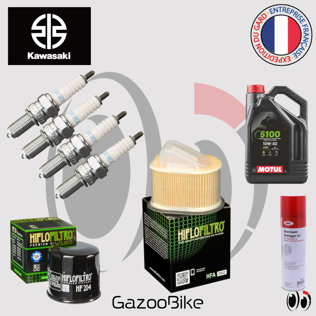 Kit maintenance KAWASAKI Z 1000 pour révision hivernale en huile Motul 10w40