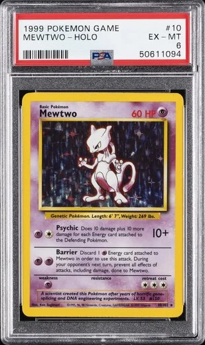 1999 POKEMON BASE SET UNLIMITED #10 MEWTWO-HOLO PSA 6