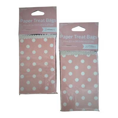 Creative Converting Pink Polka Dot Paper Treat Bags 4x2.5'' 40 Count 071629