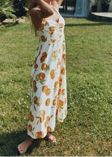 Zara PRINTED LINEN BLEND DRESS Size S For Summer ORANGE | 4387/223/615 BNWT