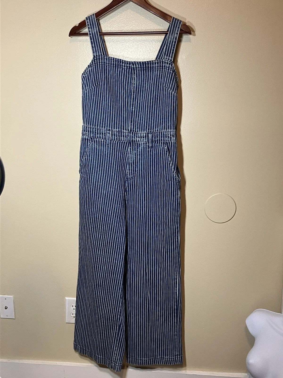 Universal Threads Blue Railroad Overalls Side Zip Size 6/28 Cottage Garden