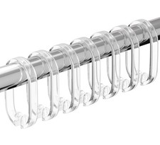 Resze 24 PCS Clear Shower Curtain Hooks with Fixed Locking Clips - Oval Anti-...