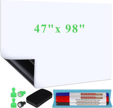 Magnetic Dry Erase Board Contact Paper 47" x 98" with Markers Eraser