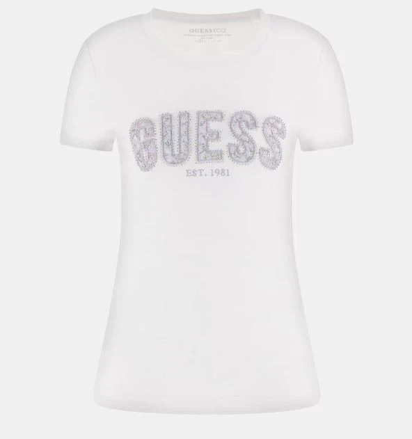 Guess Maglietta Donna 4G Allover: Stile E Comfort In Bianco Puro, Taglia M. - 2