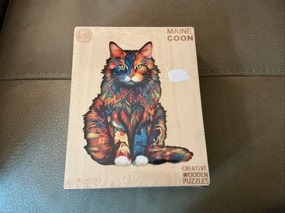 New! Wood Bests Maine Coon Cat Wooden Puzzle 8.3x6.6in. 80 Pieces Sealed