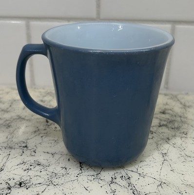 Vintage PYREX USA Blue Mug   Opal White Interior   Used, No Chips/Cracks