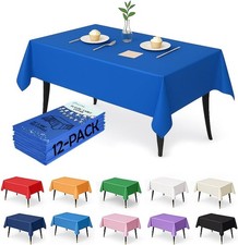 Evershine, 12-Pack Heavy Duty Plastic Tablecloth- Rectangle 54x108" Royal Blue