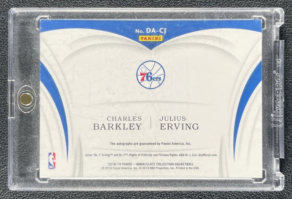 JSY# 6/10 JULIUS ERVING CHARLES BARKLEY 2018-19 PANINI IMMACULATE COLL DUAL AUTO view 2