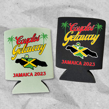 Coolies de escapada personalizados para parejas, vacaciones en Jamaica, Coolies de viaje personalizados