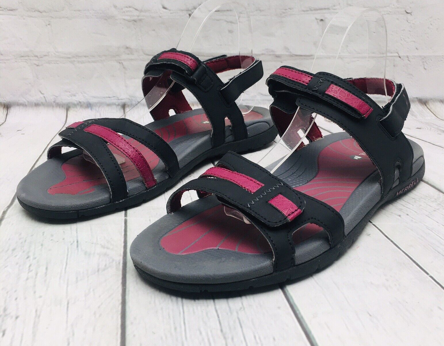 Merrell Lissum donna 10 sandali sportivi escursionismo cresta nero barbabietola rosso cinturino alla caviglia