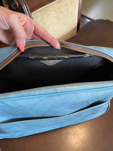 VINTAGE RETRO Travel Tote Bag Carry On Luggage Teal/Blue Medium - Picture 11 of 13