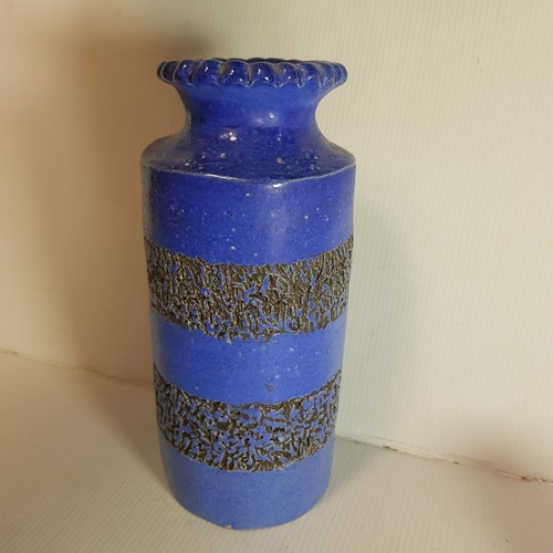 Vintage Pottery Vase Blue & Black Signed Andre To Base MCM - Picture 4 of 10