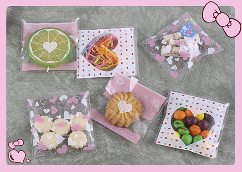 100pcs 7X7CM Clear Dot Cookies Biscuits Snack Candy Gift Packaging Bag Decor S M