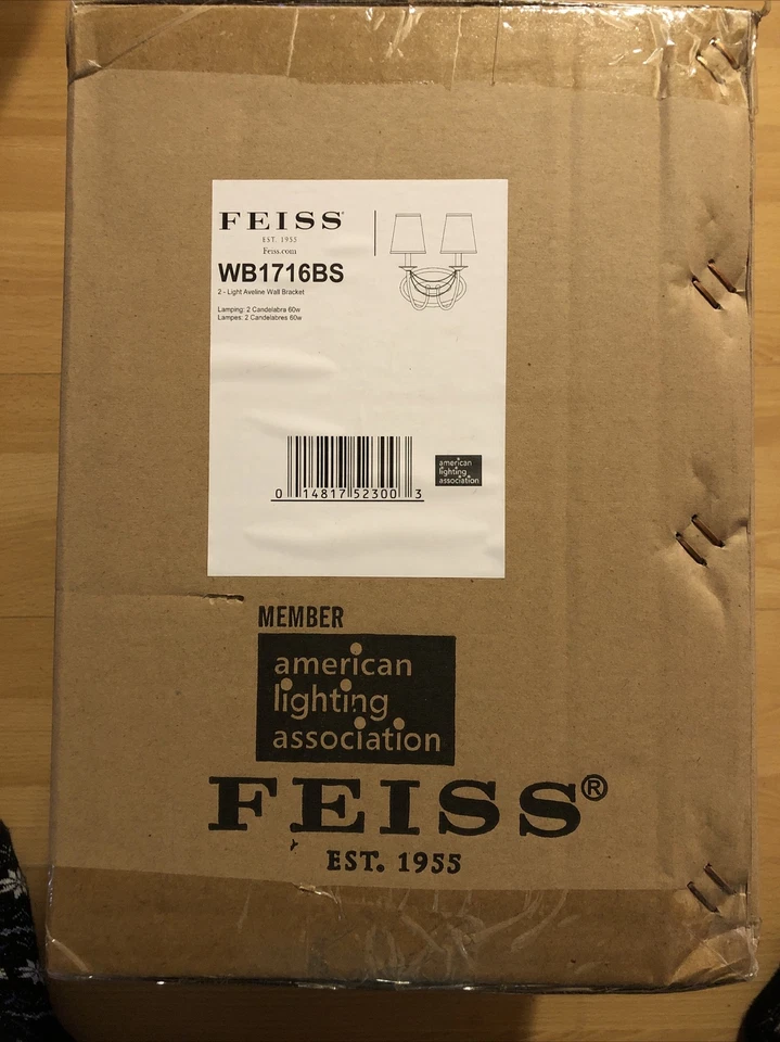 Aplique de pared Feiss WB1716BS Aveline vela con cortinas iluminación 2 acero cepillado Foto 2 de 4