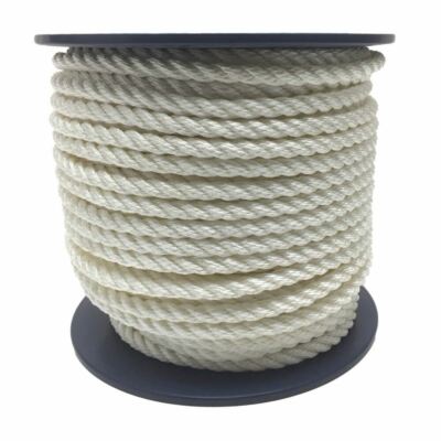 12 mm weiß 3 Strang Nylon Ankerseil x 90 m auf einer Rolle mit Kopf versiegelte Enden