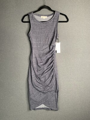 treasure & bond ruched side sleeveless dress Women's Treasure & Bond Ruched Side Sleeveless Sheath Dress Ruching Gray Size XS