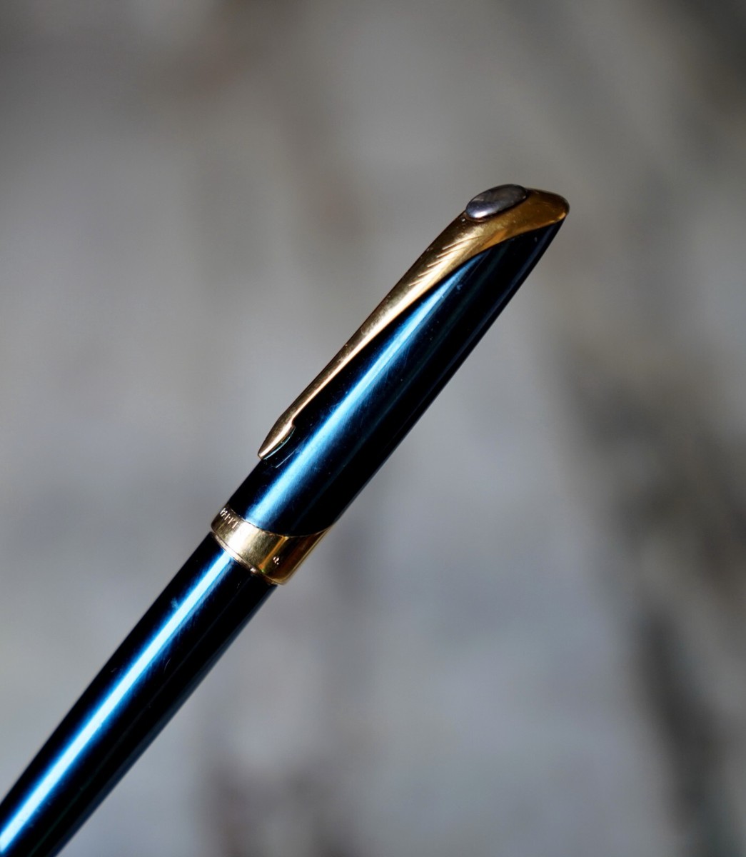 Stylo Roller Parker Ellipse Laqué Bleu Métallisé & Plaqué Or - Version Rare