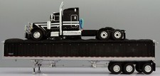 2025 DCP 1:64 BLACK  WHITE Peterbilt 379 63" Midroof w/WILSON GRAIN TRAILER