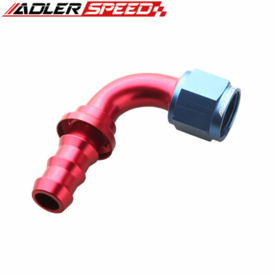 NEW -10AN AN10 90 Degree Push-on Hose End Aluminum Fuel Fitting Adaptor Red/Blue