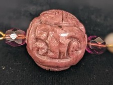 Antique Carved Burmese RARE “Plum” Jadeite Shou Dragon Prosperity Bead - 1 Bead