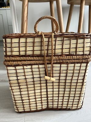 Zara Home Rattan Picnic Basket 40x30x45cm | eBay UK