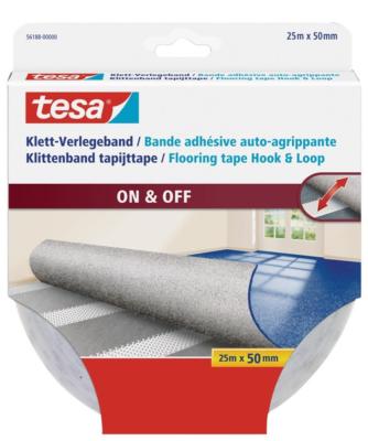 tesa Klett-Verlegeband Teppichverlegeband Vlies- Filz- rücken Klettband 25mx50mm