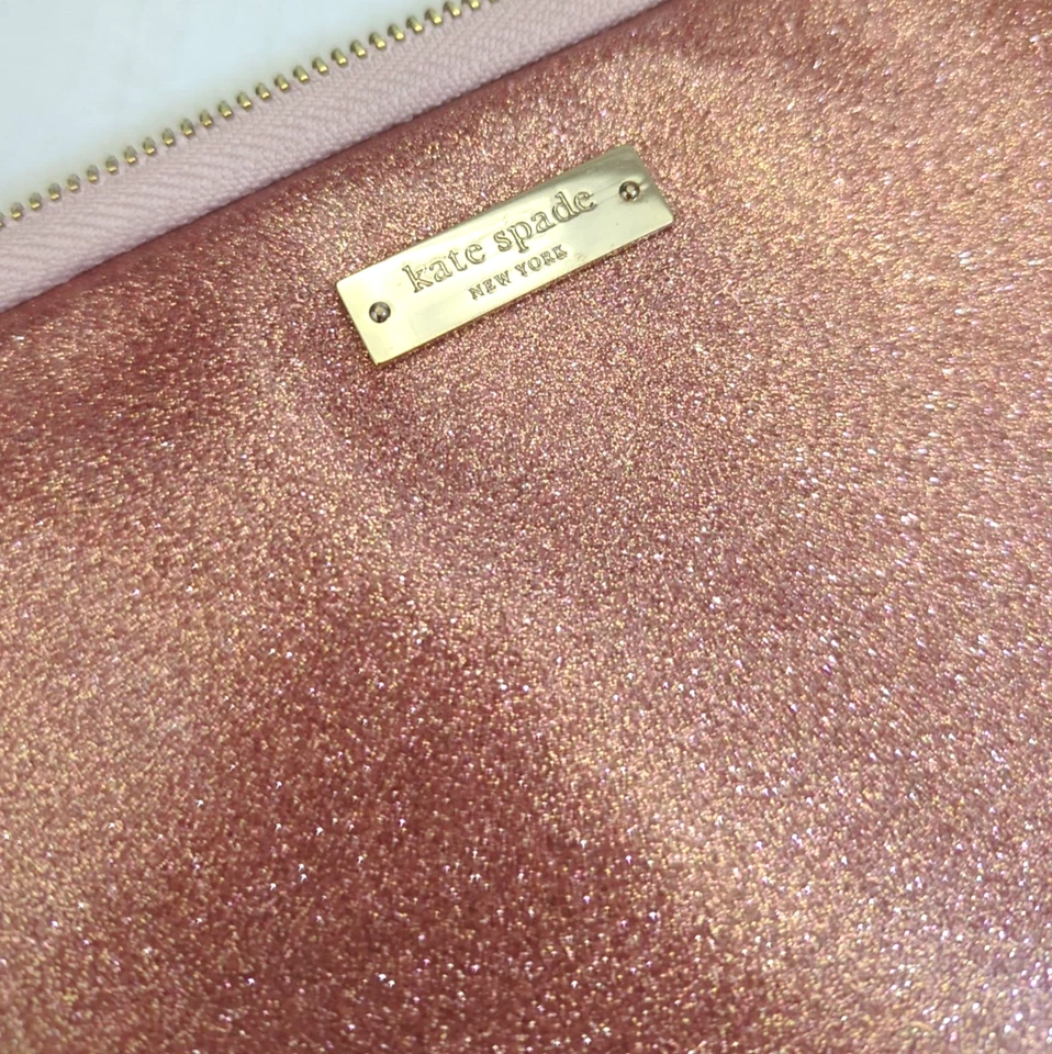 Kate Spade New York Rose Gold Glitter Sleeve for 13” Laptop Padded Zippered - Image 4 of 4