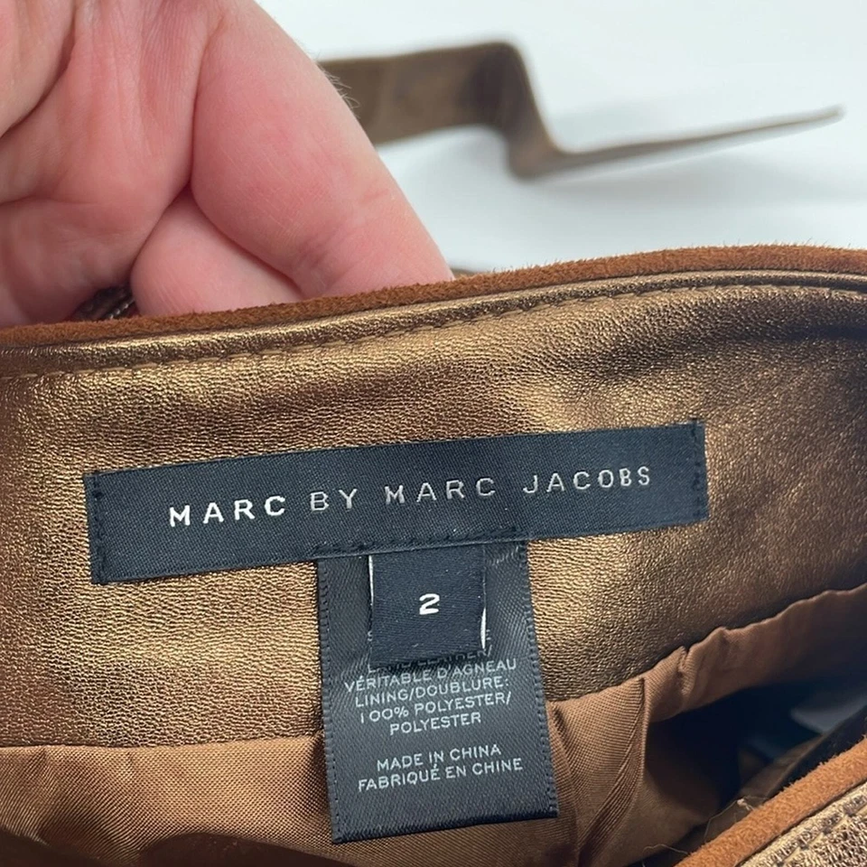 Marc by Marc Jacobs Bronze Leather Partridge Skirt 2 A16 - Image 3 of 4