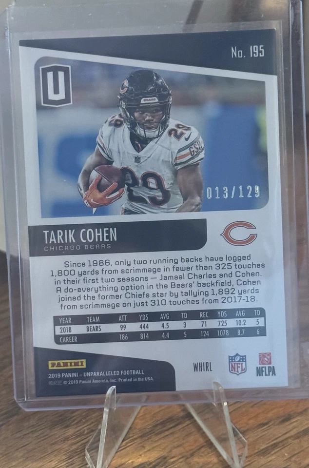 2019 Panini Unparalleled - Whirl #195 Tarik Cohen /129 - Image 2 of 3