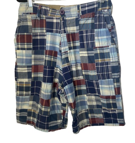 Red Snap Madras Shorts Size 32 Mens 