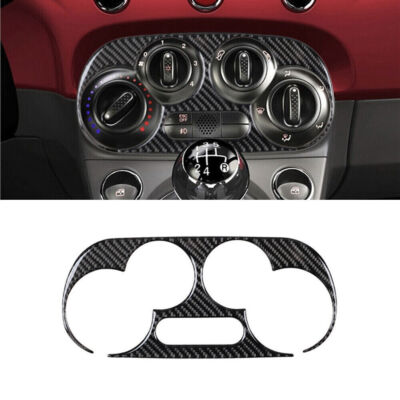 Carbon Fiber Manual Climate Control Panel Trim Cover For Fiat 500 2012-2015